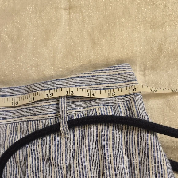 Anthropologie Elevenses Wide-Leg Pants in Light Blue and White Linen Size 6 - Picture 10 of 16